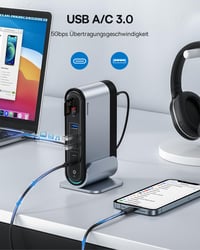 Dokovacia stanica Baseus 17 v 1 USB-C, 4K HDMI x3 pre tri monitory, 100W PD, USB 3.0 x5, LAN, čítačka SD/TF kariet, audio port, Windows a Mac 7
