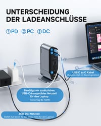 Dokovacia stanica Baseus 17 v 1 USB-C, 4K HDMI x3 pre tri monitory, 100W PD, USB 3.0 x5, LAN, čítačka SD/TF kariet, audio port, Windows a Mac 4