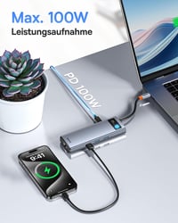 Baseus 9 az 1-ben USB-C dokkolóállomás 4K@120Hz, 2×HDMI, 1000Mbps, 100W PD - ezüstszürke 4