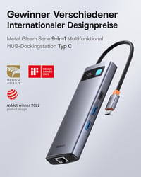 Baseus 9 az 1-ben USB-C dokkolóállomás 4K@120Hz, 2×HDMI, 1000Mbps, 100W PD - ezüstszürke 3