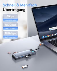 Baseus 9 az 1-ben USB-C dokkolóállomás 4K@120Hz, 2×HDMI, 1000Mbps, 100W PD - ezüstszürke 7