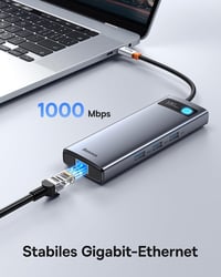 Baseus 9 az 1-ben USB-C dokkolóállomás 4K@120Hz, 2×HDMI, 1000Mbps, 100W PD - ezüstszürke 6