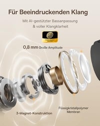 Slúchadlá Baseus Bowie MC1 s otvorenou konštrukciou, klip na ucho, Bluetooth 5.4, adaptívne posilnenie basov, potlačenie hluku pri hovoroch, IP57, 40 hodín výdrže batérie, 5 6