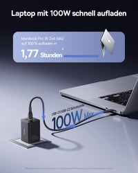 Încărcător USB-C Baseus Enerfill 100W, Încărcător rapid GaN cu 3 porturi PD PPS, Compatibil cu MacBook Pro/Air, iPad, iPhone 17/16/15/14, Galaxy S25, Negru 2