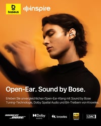 Slúchadlá s otvorenou konštrukciou Baseus Inspire XC1, zvuk od Bose, Dolby Audio, Hi-Res, Knowles BA výškový menič, 40 hodín, IP66, hviezdicovo biela 2