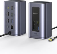 Baseus Nomos Air 12 az 1-ben USB-C dokkoló 2 monitor, 4K HDMI, 100W PD - 12-in-1 für Windows dual monitor 1