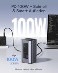 Baseus Nomos Air 12 az 1-ben USB-C dokkoló 2 monitor, 4K HDMI, 100W PD - 12-in-1 für Windows dual monitor 7