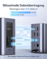 Baseus Nomos Air 12 az 1-ben USB-C dokkoló 2 monitor, 4K HDMI, 100W PD - 12-in-1 für Windows dual monitor 9