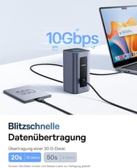 Baseus Nomos Air 12 az 1-ben USB-C dokkoló állomás 2 monitoros 2 db 4K HDMI 100W PD 10Gbps Gigabit Ethernet Windows és macOS 6