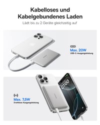Power banka Baseus Picogo AM41 5000 mAh, bezdrôtové nabíjanie MagSafe, rýchle nabíjanie PD 20 W, ultratenká magnetická externá batéria s káblom USB-C 3