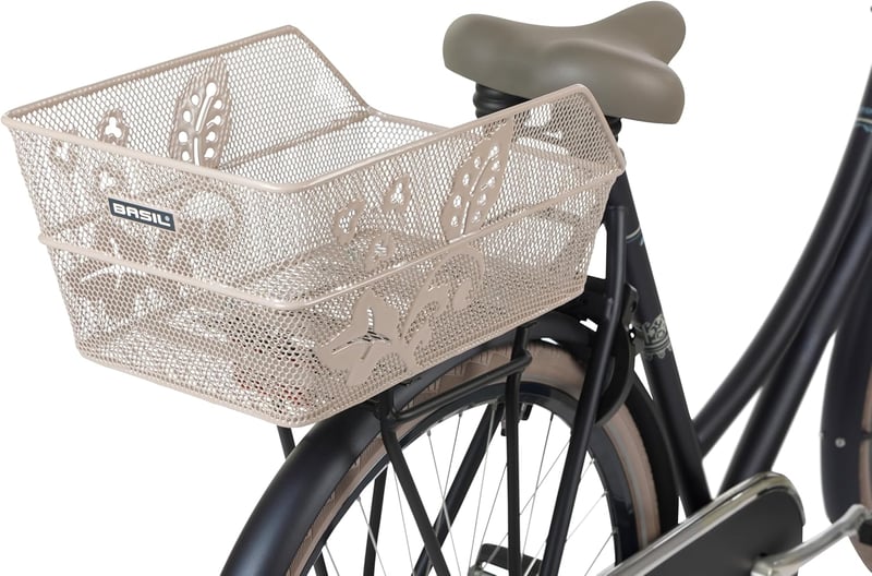 Basil Cento Flower fekete acél csomagtartó kosár E-bike-hoz - Metal