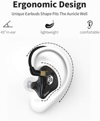 BASN in-Ear monitor fülhallgató fekete, zajszűrős, dupla dinamikus meghajtó, kivehető MMCX kábel, vezetékes művészeknek 5