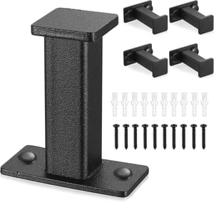 Cârlig de perete pătrat din metal negru mat BATENGKEJI, cu șurub - 5 buc.