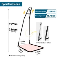 Stojan na závesné kreslo Bathonly, výškovo nastaviteľný 200 – 235 cm, oceľový rám, nosnosť 150 kg, práškový nástrek, na vnútorné aj vonkajšie použitie 4