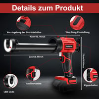 KOONLONG Akkumulátoros Szilikon Kartus Adagoló Makita 18V Akkuhoz, 4 Sebességfokozat, LED Lámpa, Tömítő Eszköz Spatulákkal, Akku Nélkül 5