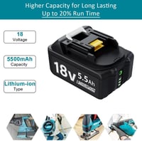 BATTOOL 18V 5500mAh Akkumulátor Szett - 2 db Li-ion Akku és DC18RC Töltő - Kompatibilis Makita BL1860 BL1850 BL1840 BL1830 LXT400 Szerszámok 2