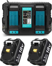 BATTOOL 18V Töltő + 2x 5500mAh Akkumulátor BL1840B BL1850B BL1860B Kompatibilis 1