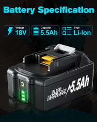 BATTOOL csere akkumulátor Makita 18V Li-ion (BL1850/BL1860/BL1830) LED-del, 5500 mAh - 2 db 2