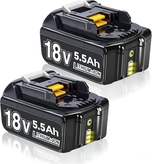 BATTOOL csere akkumulátor Makita 18V Li-ion (BL1850/BL1860/BL1830) LED-del, 5500 mAh - 2 db