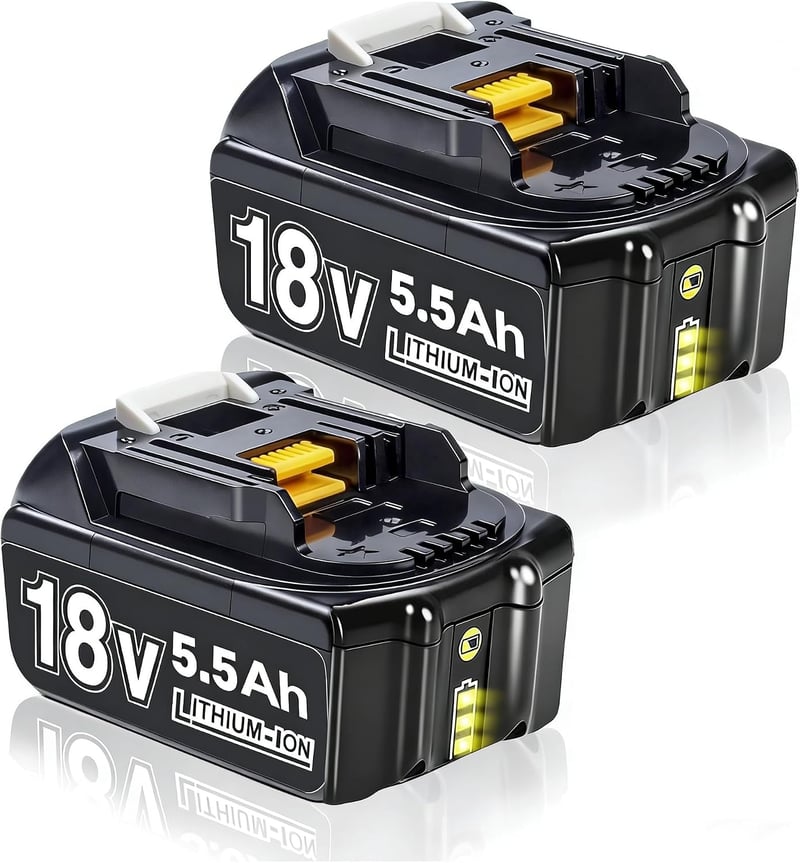 BATTOOL csere akkumulátor Makita 18V Li-ion (BL1850/BL1860/BL1830) LED-del, 5500 mAh - 2 db