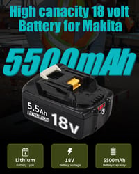 BATTOOL 2 ks náhradná batéria pre Makita 18V 5,5 Ah BL1850 BL1830 BL1860 BL1845 BL1835 BL1815 Li-ion akumulátor s LED indikátorom LXT-400 4