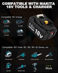 BATTOOL 2 ks náhradná batéria pre Makita 18V 5,5 Ah BL1850 BL1830 BL1860 BL1845 BL1835 BL1815 Li-ion akumulátor s LED indikátorom LXT-400 3