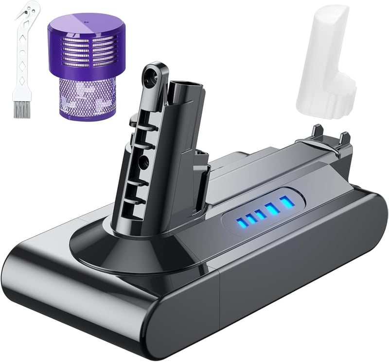 Náhradná batéria BATTOOL pre vysávač Dyson V10 SV12 Absolute Animal Motörhead Fluffy Total Clean 206340 969352-02 – 1 filtračná vložka, 1 čistiaca kefka, 1 ochranný kryt
