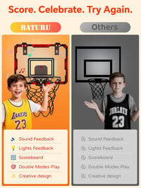 BATURU Mini Kosárlabda Palánk LED Kijelzővel, Hangeffektussal és 3 Labdával 3