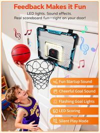BATURU Mini Kosárlabda Palánk LED Kijelzővel, Hangeffektussal és 3 Labdával - 40cm*30cm, blue 4