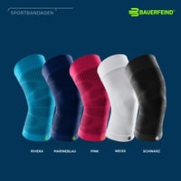 Bauerfeind Sports Compression Knee Support Kompresná kolenná bandáž, unisex, veľkosť S, námornícka modrá – na beh, futbal a fitnes, 1 ks 3