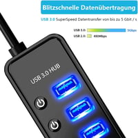 bauihr USB 3.0 Hub 7 portos adatátvitel, intelligens töltőport, 20W tápegység 2