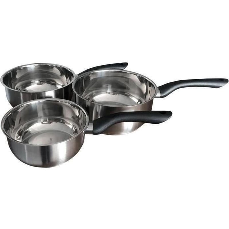 Súprava nerezových hrncov Baumalu Primo, 3-dielna - 16/18/20 cm - indukčná - trojité dno - bakelitová rukoväť