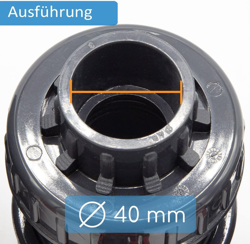 Baumaxxe PVC Gömbcsap 40mm 1 1/4 Hüvelyk AK Típus Ragasztható Idomokhoz Kétirányú Zárószelep Medence Tó Építés