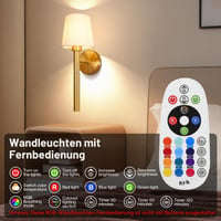 Bawoo Akumulatorska unutarnja zidna svjetiljka, set od 2 komada, s punjivom šipkom od 5200 mAh i daljinskim upravljačem za prigušivanje, bežična zidna rasvjeta u RGB bojama, zlatna-12 RGB 5