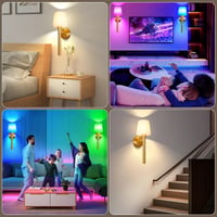 Bawoo Akumulatorska unutarnja zidna svjetiljka, set od 2 komada, s punjivom šipkom od 5200 mAh i daljinskim upravljačem za prigušivanje, bežična zidna rasvjeta u RGB bojama, zlatna-12 RGB 7