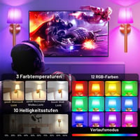Bawoo Akumulatorska unutarnja zidna svjetiljka, set od 2 komada, s punjivom šipkom od 5200 mAh i daljinskim upravljačem za prigušivanje, bežična zidna rasvjeta u RGB bojama, zlatna-12 RGB 4