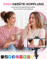 Microfon lavalier wireless Bayanbulu pentru iPhone, Android și camere foto, set cu 2 microfoane pentru înregistrare audio 3