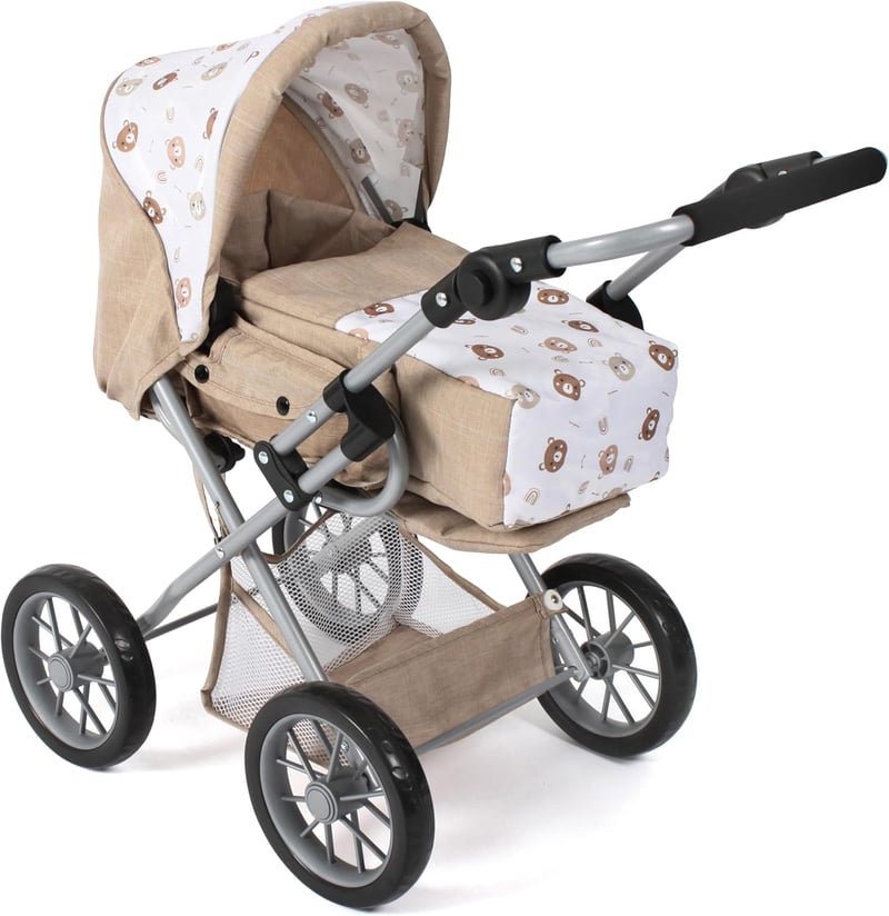 Bayer Chic 2000 Leni 3-in-1 Babakocsi - Bézs Macis Mintával, Állítható Magasságú Tolókarral, Összecsukható, 46 cm-es Babákhoz, 3 Éves Kortól