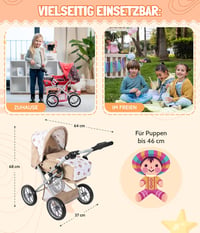 Bayer Chic 2000 Leni 3-in-1 Babakocsi - Bézs Macis Mintával, Állítható Magasságú Tolókarral, Összecsukható, 46 cm-es Babákhoz, 3 Éves Kortól 4