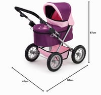Bayer Design 13057 Cărucior pentru păpuși, pliabil, cu geantă, 67x67x41 cm, mov 9