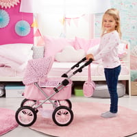Bayer Design Trendy 13002AA Babakocsi Babákhoz - Állítható Magasságú, Összecsukható, Válltáskával és Bevásárlókosárral, Leopárd Mintás, Rózs 6