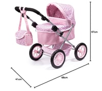 Bayer Design Trendy 13002AA Babakocsi Babákhoz - Állítható Magasságú, Összecsukható, Válltáskával és Bevásárlókosárral, Leopárd Mintás, Rózs 7
