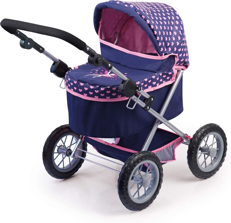 Bayer Design Trendy Babakocsi - Állítható Magasságú, Összecsukható Játék Babakocsi Sötétkék Színben, 3-6 Éves Lányoknak