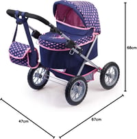 Bayer Design Trendy Babakocsi - Állítható Magasságú, Összecsukható Játék Babakocsi Sötétkék Színben, 3-6 Éves Lányoknak 7