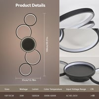 BAYHT LED Mennyezeti Lámpa Fekete Kerek Dimmelhető 56W 5600 Lm Távirányítóval 2