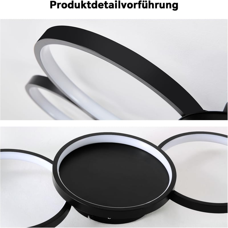BAYHT LED Mennyezeti Lámpa Fekete Kerek Dimmelhető 56W 5600 Lm Távirányítóval