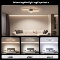 BAYHT Geometrikus LED Mennyezeti Lámpa - 70W 8400LM Távirányítós Fényerőszabályzós Világítás 3000K-6000K - Fekete Alumínium Modern Lámpatest 3