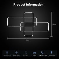 BAYHT Geometrikus LED Mennyezeti Lámpa - 70W 8400LM Távirányítós Fényerőszabályzós Világítás 3000K-6000K - Fekete Alumínium Modern Lámpatest 2