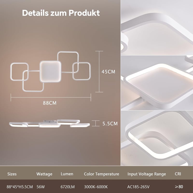 BAYHT LED Mennyezeti Lámpa 56W Dimmelhető 3000-6500K eWeLink App