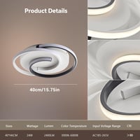 BAYHT Okos LED mennyezeti lámpa matt, fényerőszabályzós, eWeLink kompatibilis, távirányítóval 24W 2400lm modern nappali hálószoba 5